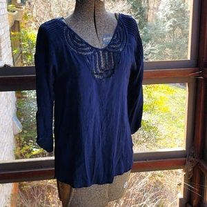 Navy silk blouse